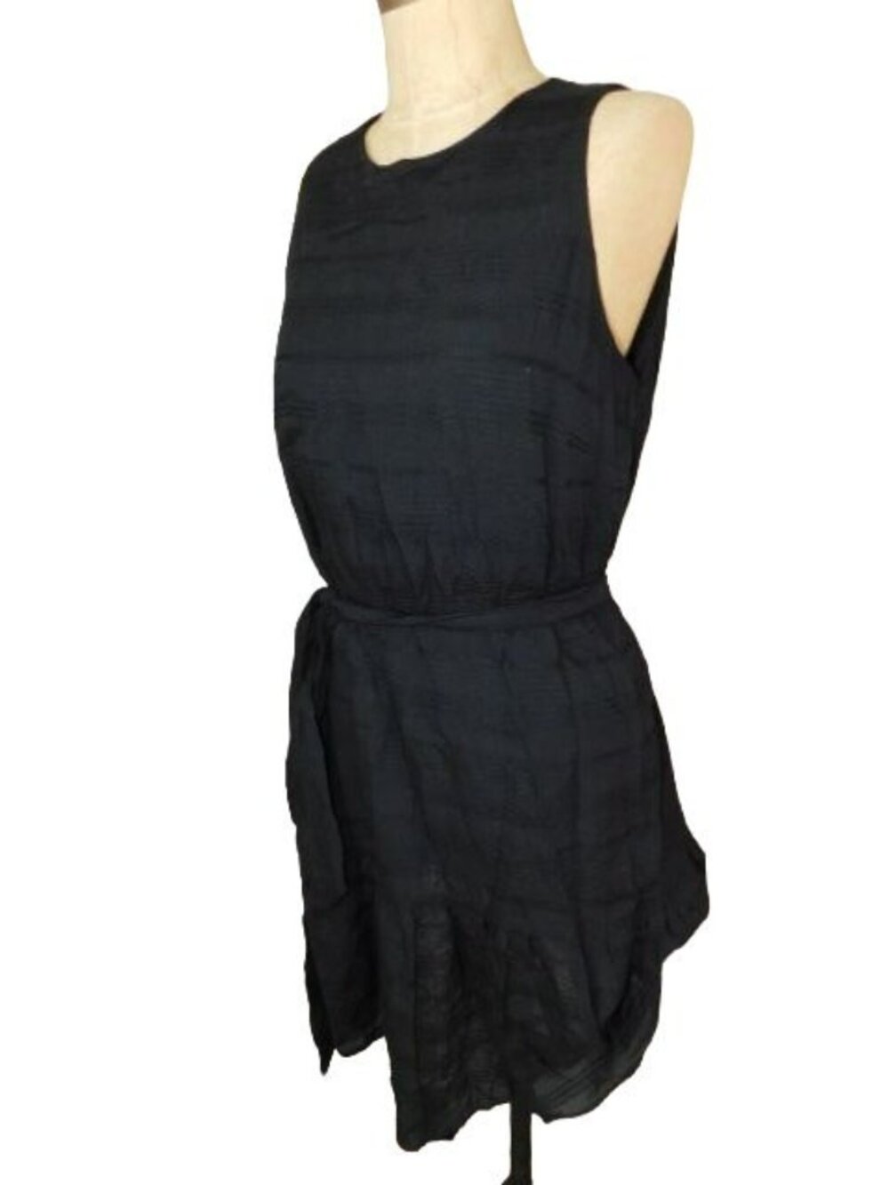 Ann Taylor Size S Small Black Boho Etched Cloth Dress - Picture 3 of 3
